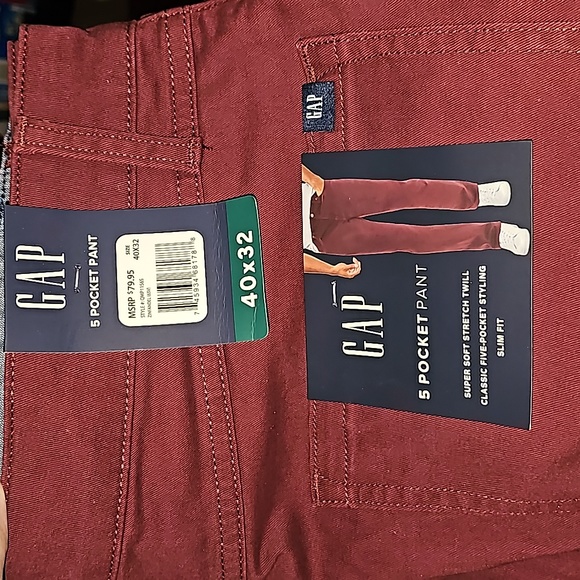 🆕️ GAP 40x30 5 Pocket Pant slim fit NWT Zinfandel maroon burgundy - Picture 4 of 4
